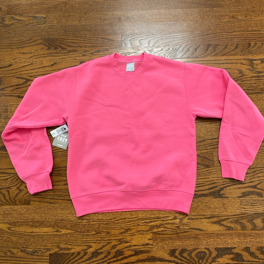 Aritzia TNA Cozy Perfect Crewneck in Cosmo Pink